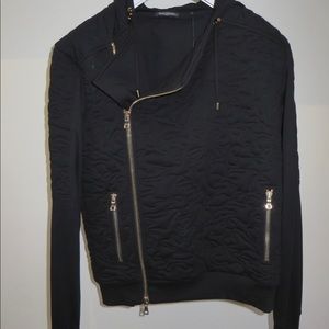 Balmain embroider zipped biker hoodie